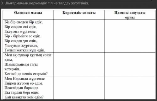 Шығарманың көркемдік тіліне талдау жүргізіңіз.