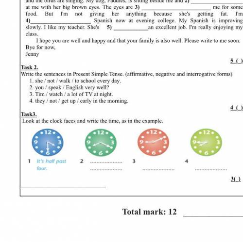 Task 2. Write the sentences in Present Simple Tense. (affirmative, negative and interrogative forms)