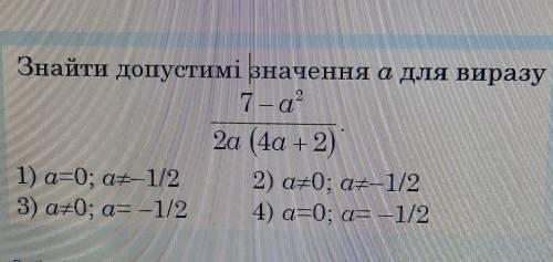 Знайти допустимі значення а для виразу​