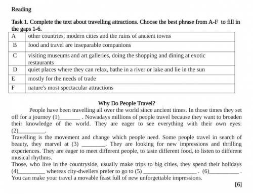 Complete the text about travelling attractions. Choose the best phrase from A-F to fill in the gaps