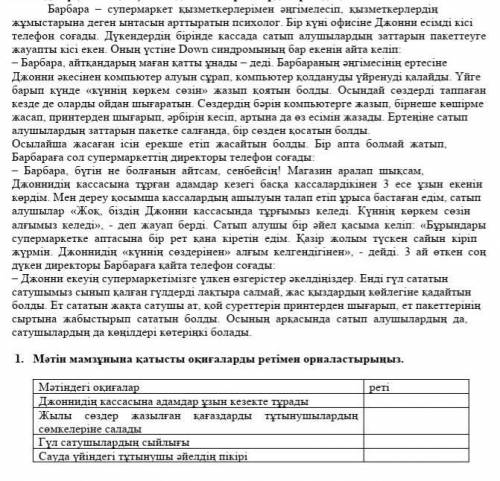 1. Мәтін мамзұнына қатысты оқиғаларды ретімен орналастырыңыз. ​