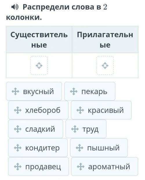 Распредели слова в 2 колонкию​