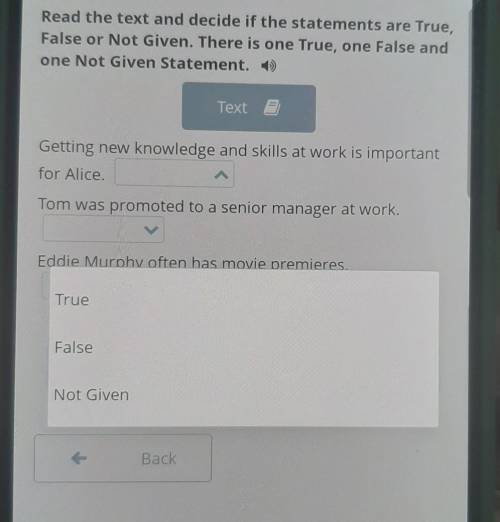 Read the text and decide if the statements are True, False or Not Given. There is one True, one Fals