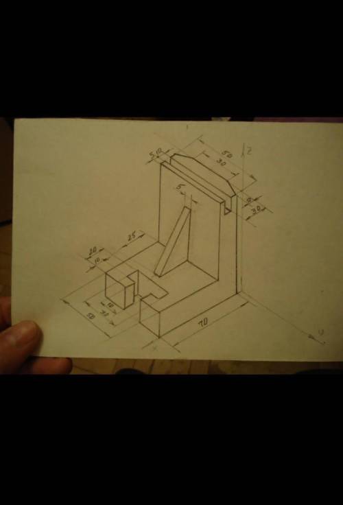 По двум данным видам построить изометрическую проекцию детали. Вариант 2