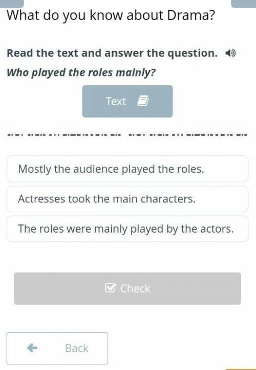 What do you know about Drama? Read the text and answer the question.Who played the roles mainly?Text