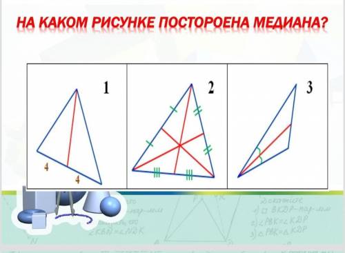 На каком рисунке нарисованными медиана?​