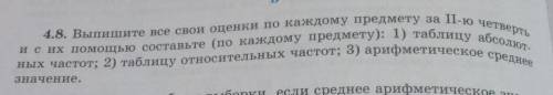 В 4.8. Выпишите все свои оценки по каждому предмету за 2-ю четвертьи с их составьте (по каждому пред