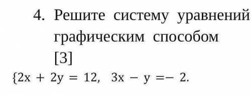 Решите систему уравнений графическим {2х+2у=12, 3х-у=-2. ​