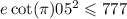 e \cot(\pi) 0 {5}^{2} \leqslant 777
