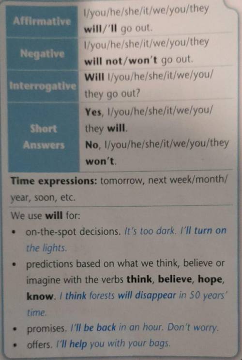 Student’s Book page 44, ex.1 Read the table. Say the examples in your language.