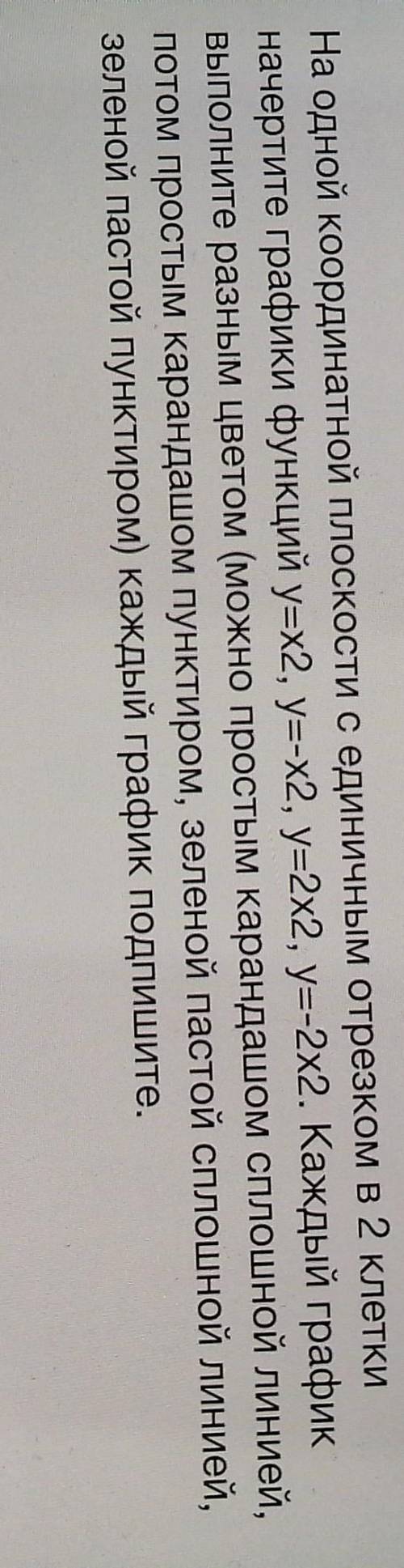 На одной координатной плоскости с единичным отрезком в 2 клеткиначертите графики функций y=x2, y=-x2