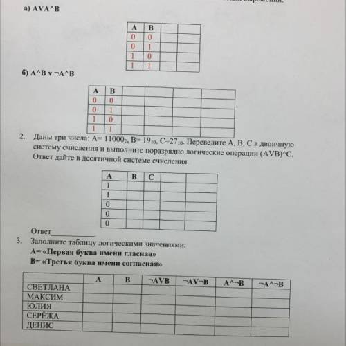 Постройте таблицы истинности для следующих логических выражений: