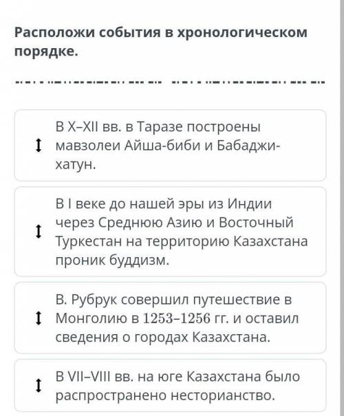 Расположите события в хронологическом порядке её