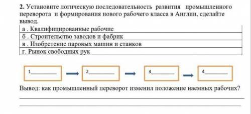 Установите логическую последовательность развития промышленного переворота и формирования нового раб