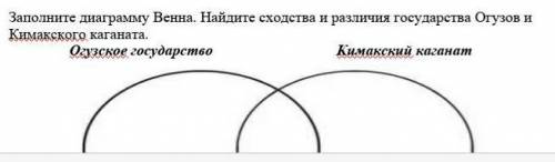 2. Заполните диаграмму Венна. Найдите сходства и различия государства Огузов и Кимакского каганата.