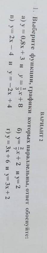 Выберите функции, графики которых параллельны, ответ обоснуйте. Заранее