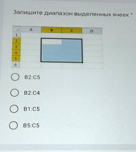 Запишите Диапозон выделеленных ячеек​