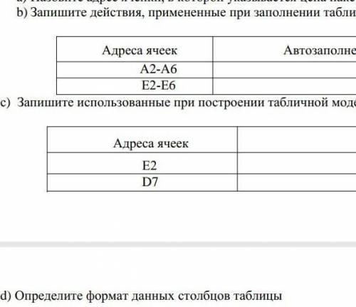 B) Запишите действия, примененные при заполнении таблицы​