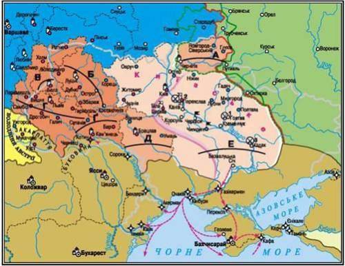 1. Якими літерами на картосхемі позначені тереторії воеводств речі посполитої на українських землях