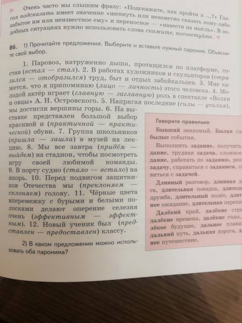 Объясните, какие паронимы надо вставить?