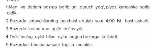 Bozor so'ziga gap yozish kerak 4 yoki 5