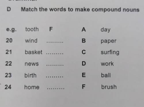 Match the words to make compound nouns​