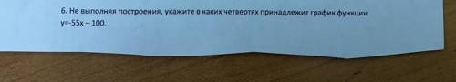 Не выполняя построения, укажите в каких четвертях принадлежит график функции y=-55x-100