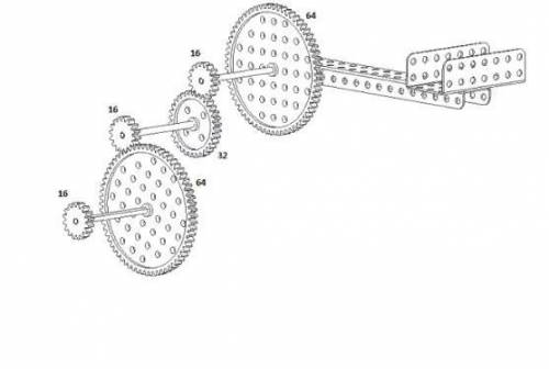 На рисунках изображен механизм состоящий из шестерней (16, 32 и 64 зубья) и руки. Объект весом 5Н кл