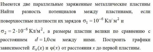 Найти разность потенциалов между пластинами