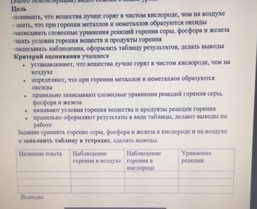 Цель: -понимать, что вещества лучше горят в чистом кислороде, чем на воздухознать, что при горении м