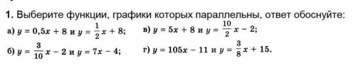 1.Выберите функции,графики которых параллельны,ответ обаснуйте​