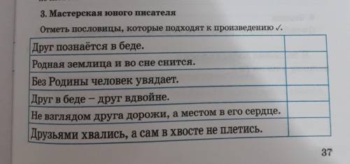 Лечиться. 3. Мастерская юного писателяОтметь пословицы, которые подходят к произведению у.Друг позна