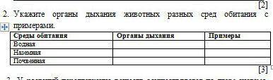 Укажите органы дыхания животных разных сред обитания с примерами