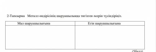 Металл өндірісінің шаруашылыққа тигізген әсерін түсіндіріңіз.​