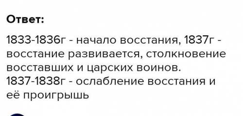 Напиши 5 фактов о восстание (1836-1838) годов