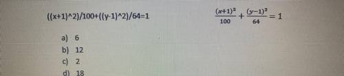 Из следующего уравнения эллипса рассчитайте фокусное расстояние: ((x + 1) ^ 2) / 100 + ((y-1) ^ 2) /