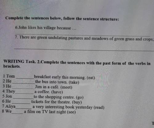 Tasks for the Summative Assessment for the term 2 Grade 6READING Task. Read the text about John's vi