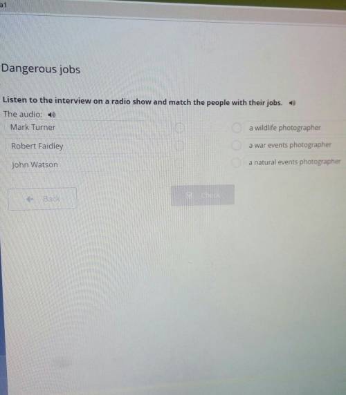 Listen to the interview on a radio show and match the people with their jobs. The audio:Mark Turnera