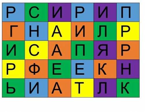 Задание 2. «Слова» Собери буквы в ячейках по цвету и найди термины, относящиеся к теме. Например, «Р