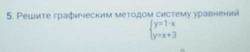 5. Решите графическим методом систему уравнений(y=1-Xy=x+3​