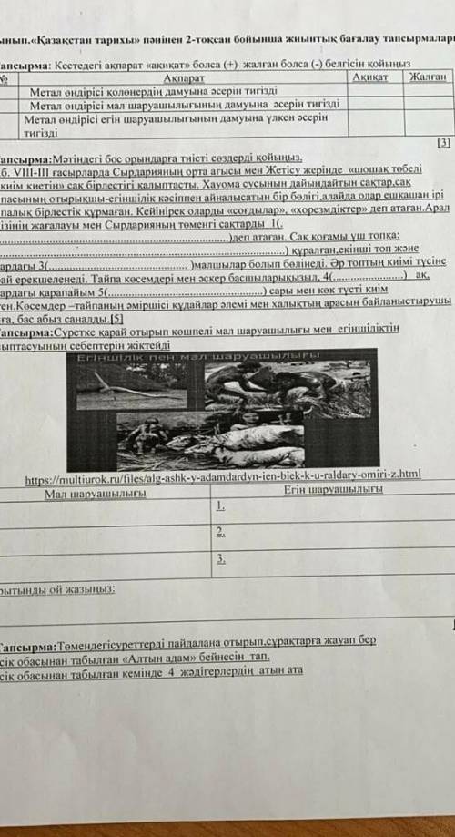 Тигілі 2. Тапсырма Мәтіндегі бос орындарга тиісті созадолі койыныз,Б.з.б. VIII гасырларда Сырдарияны