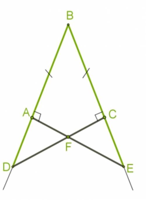 На сторонах угла ∡ ABC точки A и C находятся на равных расстояниях от вершины угла BA=BC. Через эти