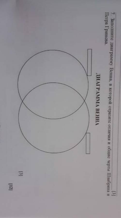 Заполните диаграмму Венна, в которой отразите отличия и общие черты Швабрина и Петра Гринева