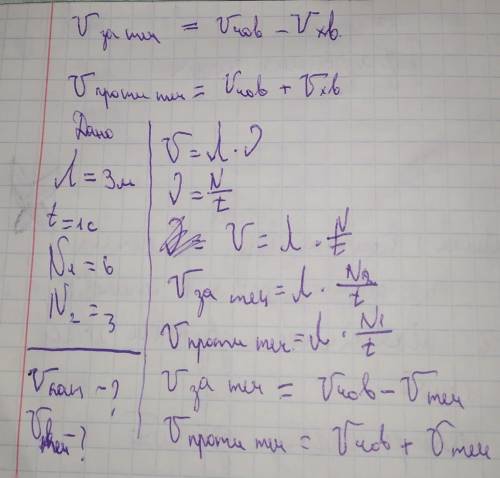 Λ=3м, t=с ,N =6, N=3 знайти U катера і U течії Продовжіть будь ласка задачу​