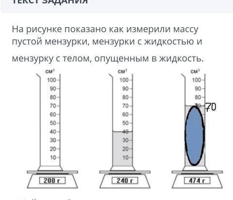 1.Найдите объем тела 2.Запишите массу тела3. Вычислите плотность материала, из которогоИзготовлено т