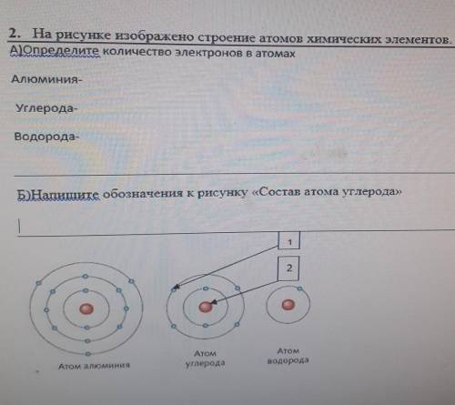 На рисунке изображено строение атомов химических элементов. A) Определите кооичество электоронв в ат