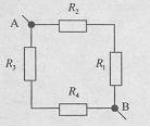R1 = 3 Ом, R2 = 4 Ом, R3 = 2 Ом, R4 = 5 Ом. Найти общее сопротивление в цепи, если резисторы подключ