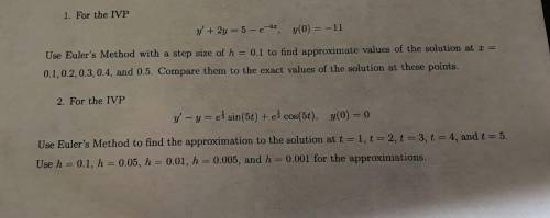 с заданием , нужно написать на питоне (numpy) 1.Используйте метод Эйлера с размером шага h = 0,1, чт