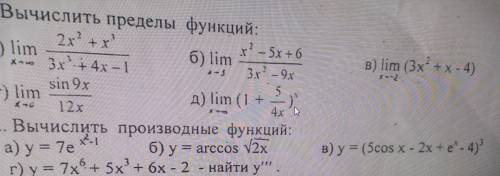 Пределы функции и производные