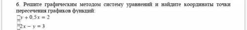 решите графическим методом систему уравнений и найдите координаты точки пересечения графиков функций